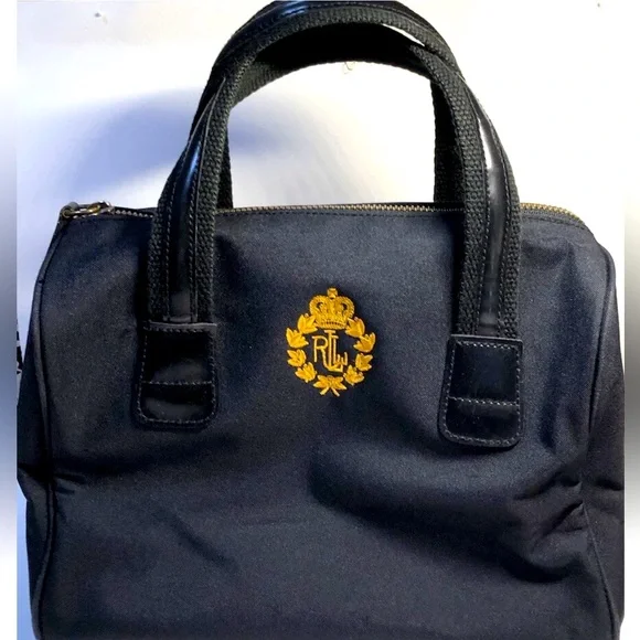 Black Tote Bag with Gold Emblem - Picture 1 of 8